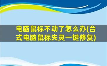 电脑鼠标不动了怎么办(台式电脑鼠标失灵一键修复)