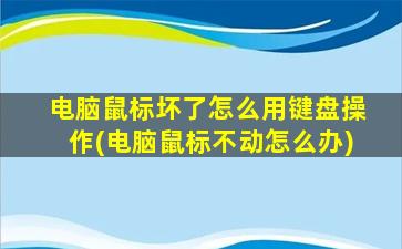 电脑鼠标坏了怎么用键盘操作(电脑鼠标不动怎么办)