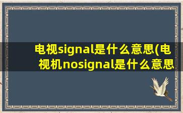 电视signal是什么意思(电视机nosignal是什么意思怎样解决)