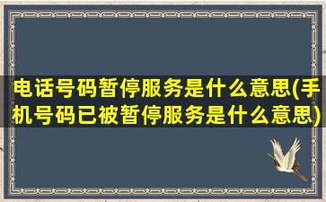 电话号码暂停服务是什么意思(手机号码已被暂停服务是什么意思)