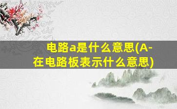 电路a是什么意思(A-在电路板表示什么意思)