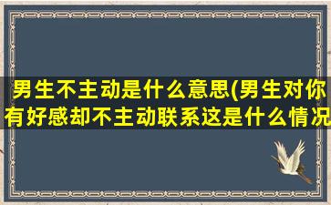 男生不主动是什么意思(男生对你有好感却不主动联系这是什么情况)