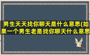 男生天天找你聊天是什么意思(如果一个男生老是找你聊天什么意思)