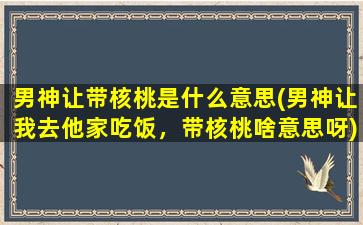 男神让带核桃是什么意思(男神让我去他家吃饭，带核桃啥意思呀)