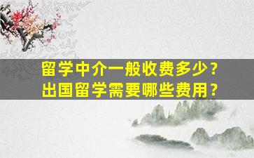 留学中介一般收费多少？出国留学需要哪些费用？