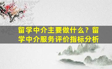 留学中介主要做什么？留学中介服务评价指标分析