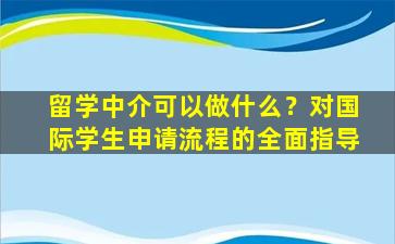 留学中介可以做什么？对国际学生申请流程的全面指导