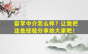 留学中介怎么样？让我把这些经验分享给大家吧！