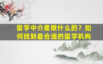 留学中介是做什么的？如何找到最合适的留学机构