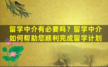 留学中介有必要吗？留学中介如何帮助您顺利完成留学计划