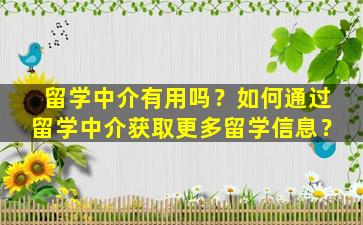 留学中介有用吗？如何通过留学中介获取更多留学信息？