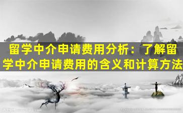 留学中介申请费用分析：了解留学中介申请费用的含义和计算方法