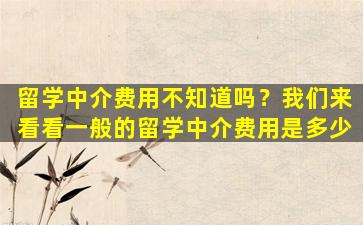 留学中介费用不知道吗？我们来看看一般的留学中介费用是多少