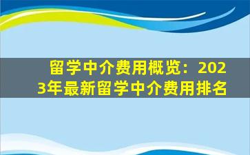 留学中介费用概览：2023年最新留学中介费用排名