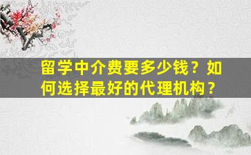 留学中介费要多少钱？如何选择最好的代理机构？