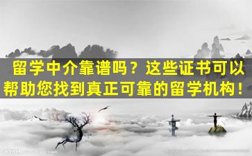 留学中介靠谱吗？这些证书可以帮助您找到真正可靠的留学机构！