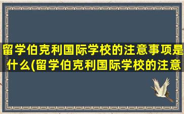 留学伯克利国际学校的注意事项是什么(留学伯克利国际学校的注意事项)