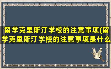 留学克里斯汀学校的注意事项(留学克里斯汀学校的注意事项是什么)