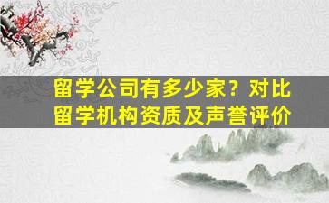 留学公司有多少家？对比留学机构资质及声誉评价