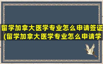 留学加拿大医学专业怎么申请签证(留学加拿大医学专业怎么申请学位)