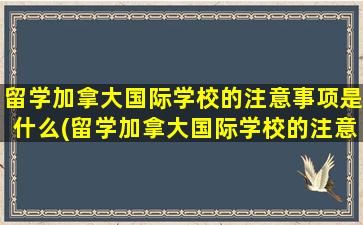 留学加拿大国际学校的注意事项是什么(留学加拿大国际学校的注意事项)