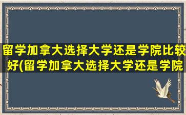 留学加拿大选择大学还是学院比较好(留学加拿大选择大学还是学院)