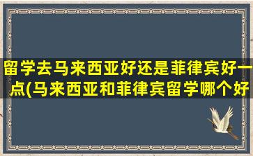 留学去马来西亚好还是菲律宾好一点(马来西亚和菲律宾留学哪个好)