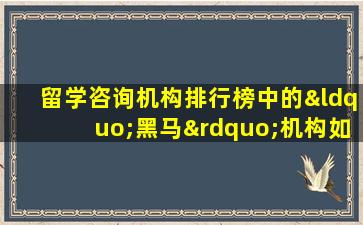 留学咨询机构排行榜中的“黑马”机构如何脱颖而出？