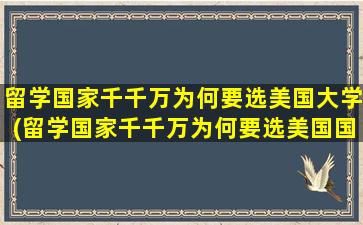 留学国家千千万为何要选美国大学(留学国家千千万为何要选美国国籍)