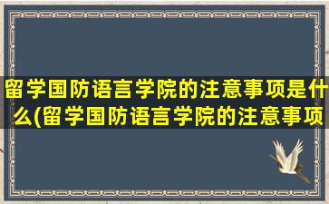 留学国防语言学院的注意事项是什么(留学国防语言学院的注意事项)