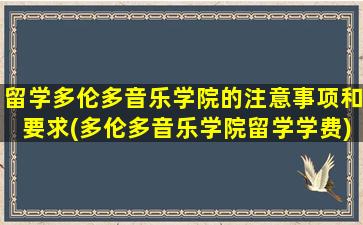 留学多伦多音乐学院的注意事项和要求(多伦多音乐学院留学学费)