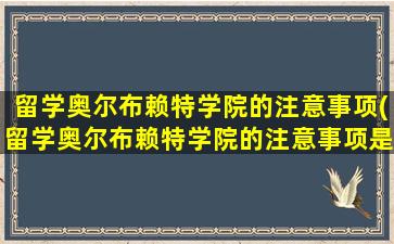 留学奥尔布赖特学院的注意事项(留学奥尔布赖特学院的注意事项是什么)