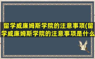 留学威廉姆斯学院的注意事项(留学威廉姆斯学院的注意事项是什么)