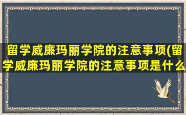 留学威廉玛丽学院的注意事项(留学威廉玛丽学院的注意事项是什么)