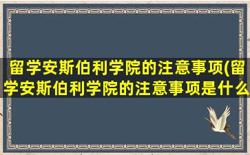 留学安斯伯利学院的注意事项(留学安斯伯利学院的注意事项是什么)