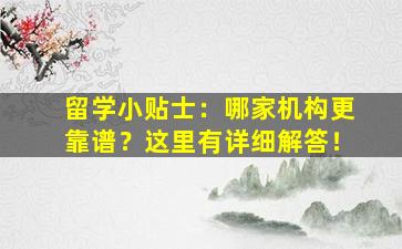 留学小贴士：哪家机构更靠谱？这里有详细解答！