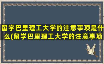 留学巴里理工大学的注意事项是什么(留学巴里理工大学的注意事项)