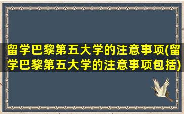 留学巴黎第五大学的注意事项(留学巴黎第五大学的注意事项包括)