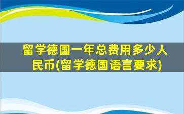 留学德国一年总费用多少人民币(留学德国语言要求)