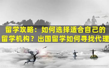 留学攻略：如何选择适合自己的留学机构？出国留学如何寻找代理