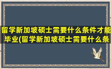 留学新加坡硕士需要什么条件才能毕业(留学新加坡硕士需要什么条件才能申请)