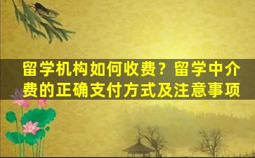 留学机构如何收费？留学中介费的正确支付方式及注意事项