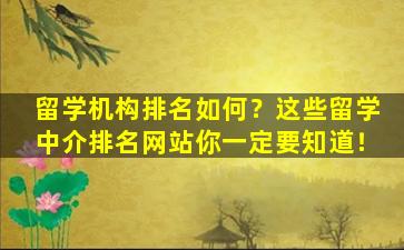 留学机构排名如何？这些留学中介排名网站你一定要知道！