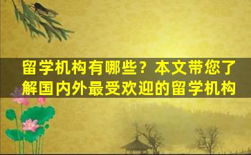 留学机构有哪些？本文带您了解国内外最受欢迎的留学机构