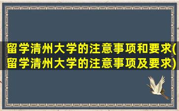 留学清州大学的注意事项和要求(留学清州大学的注意事项及要求)