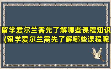 留学爱尔兰需先了解哪些课程知识(留学爱尔兰需先了解哪些课程呢)