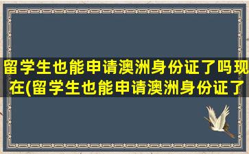 留学生也能申请澳洲身份证了吗现在(留学生也能申请澳洲身份证了嘛)