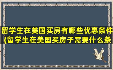 留学生在美国买房有哪些优惠条件(留学生在美国买房子需要什么条件)