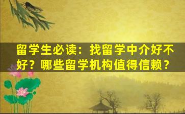 留学生必读：找留学中介好不好？哪些留学机构值得信赖？