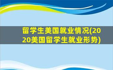 留学生美国就业情况(2020美国留学生就业形势)